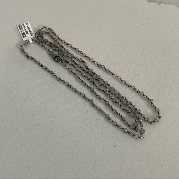 One of a kind faceted Labradorite stone beaded 32” necklace. - Picture 9 of 11